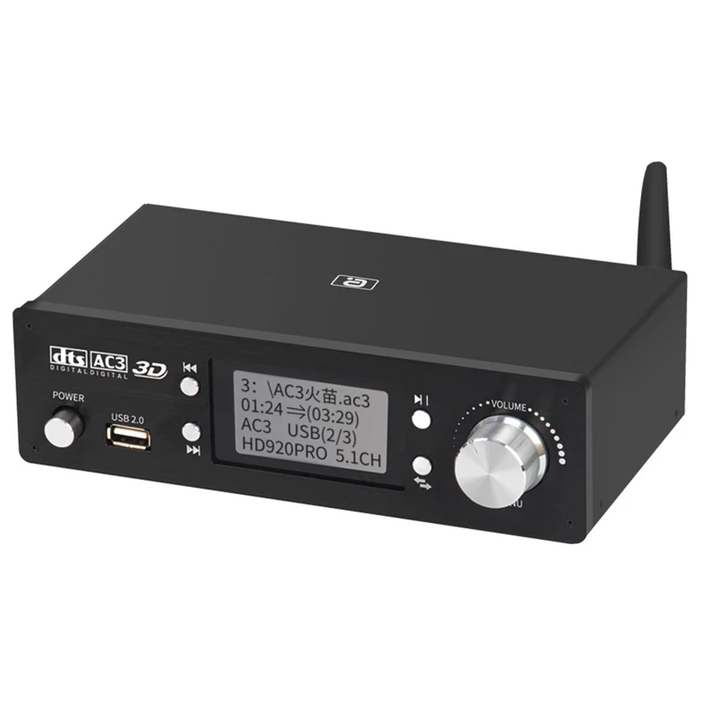 

HD920PRO 5.1CH HD Audio Decoder Bluetooth 5.0 Reciever for DOLBY Atmos DTS AC3 4K 3D Converter SPDIF ARC PCUSB DAC(EU Plug)