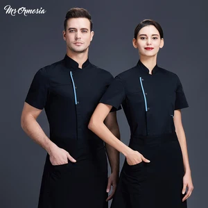 Wholesale Chef Restaurant Uniforms Work Wear for Women Mens Short Sleeved Food Service Solid Cook Clothing Chef\'s Jackets Coat