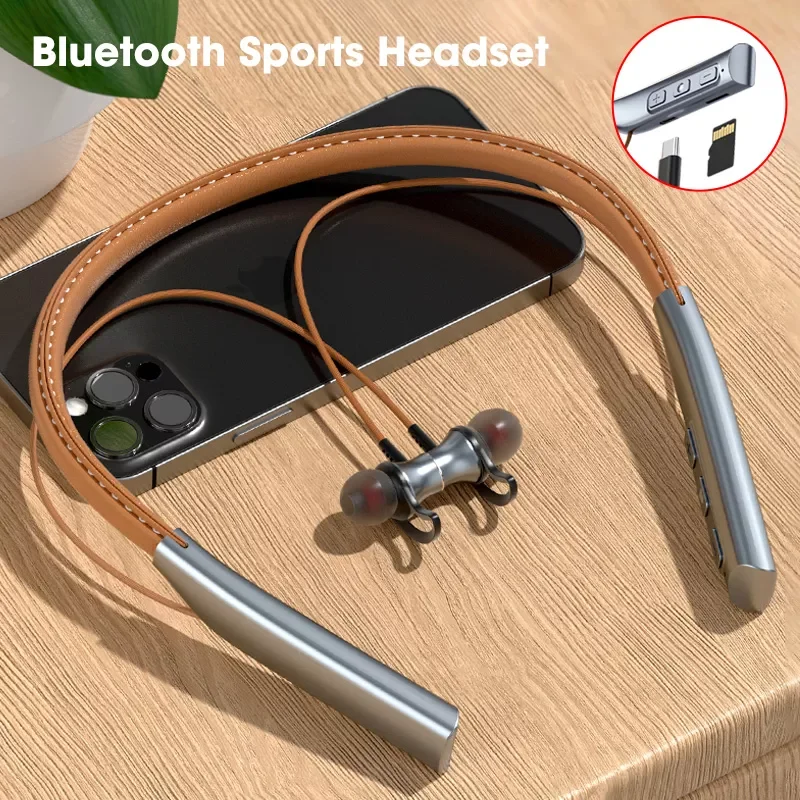 

Беспроводные Bluetooth V5.0 наушники, TF карта, mp3-плеер, TWS Шейная гарнитура, спортивные водонепроницаемые наушники для всех телефонов