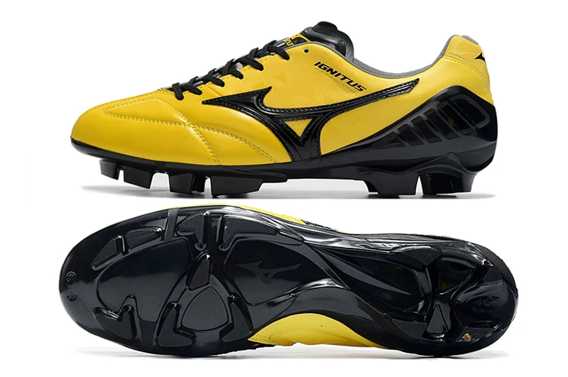 Authentic Mizuno Creation Wave Ignitus FG Men's Sports Shoes Mizuno Outdoor Sneakers Yellow/Black Color Size Eur 40-45
