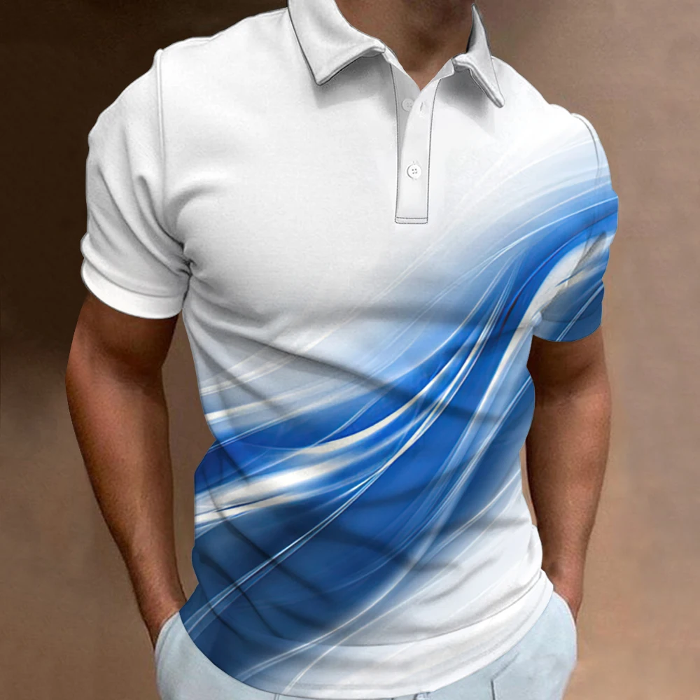 

New Polo Shirt Men Summer Short Sleeve Fashion Print Polo Clothing T-Shirt Tops Unisex Lapel Leisure Polo Shirt Men'S Oversized