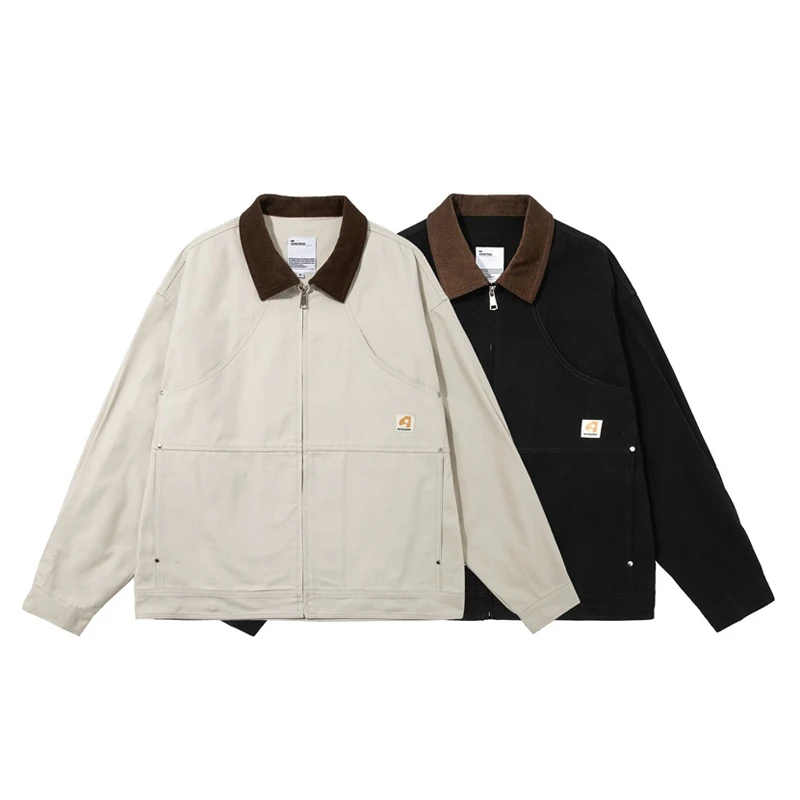 Мужская промытая куртка в американском ретро стиле однотонная Повседневная