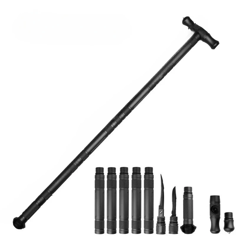 Alpenstock-Bâton dɺutode type T acier en au portable pliant outdoor кемпинг