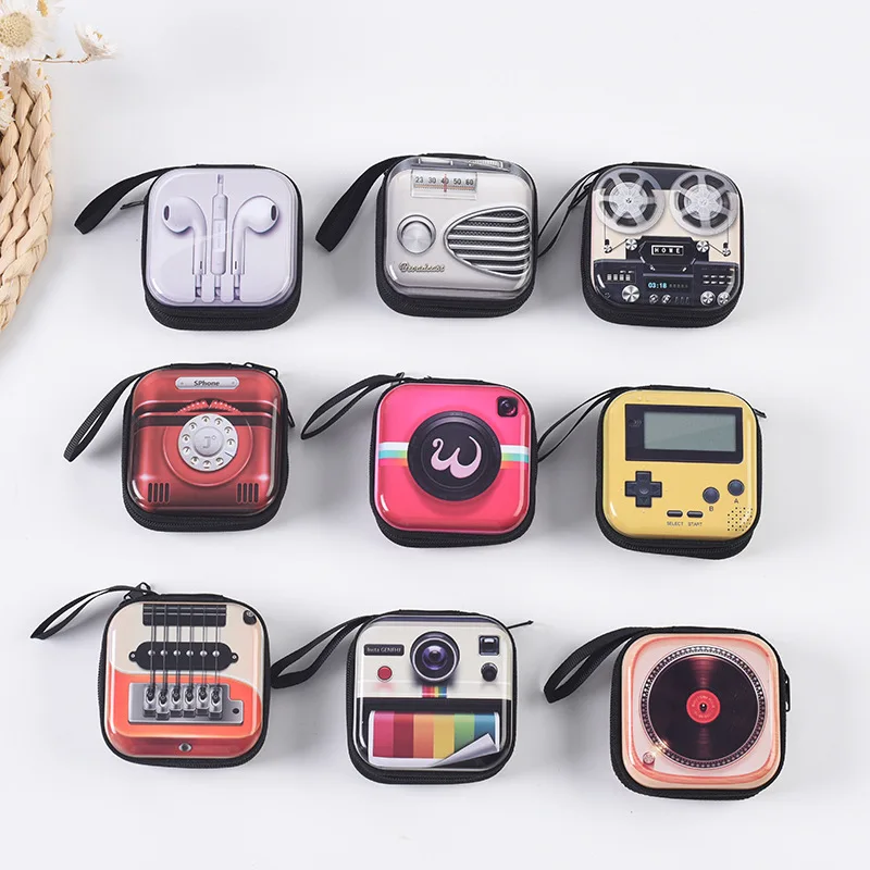 

Tape Recorder Pattern Coin Purse, Mini Key Case, Retro Earphone Storage Bag