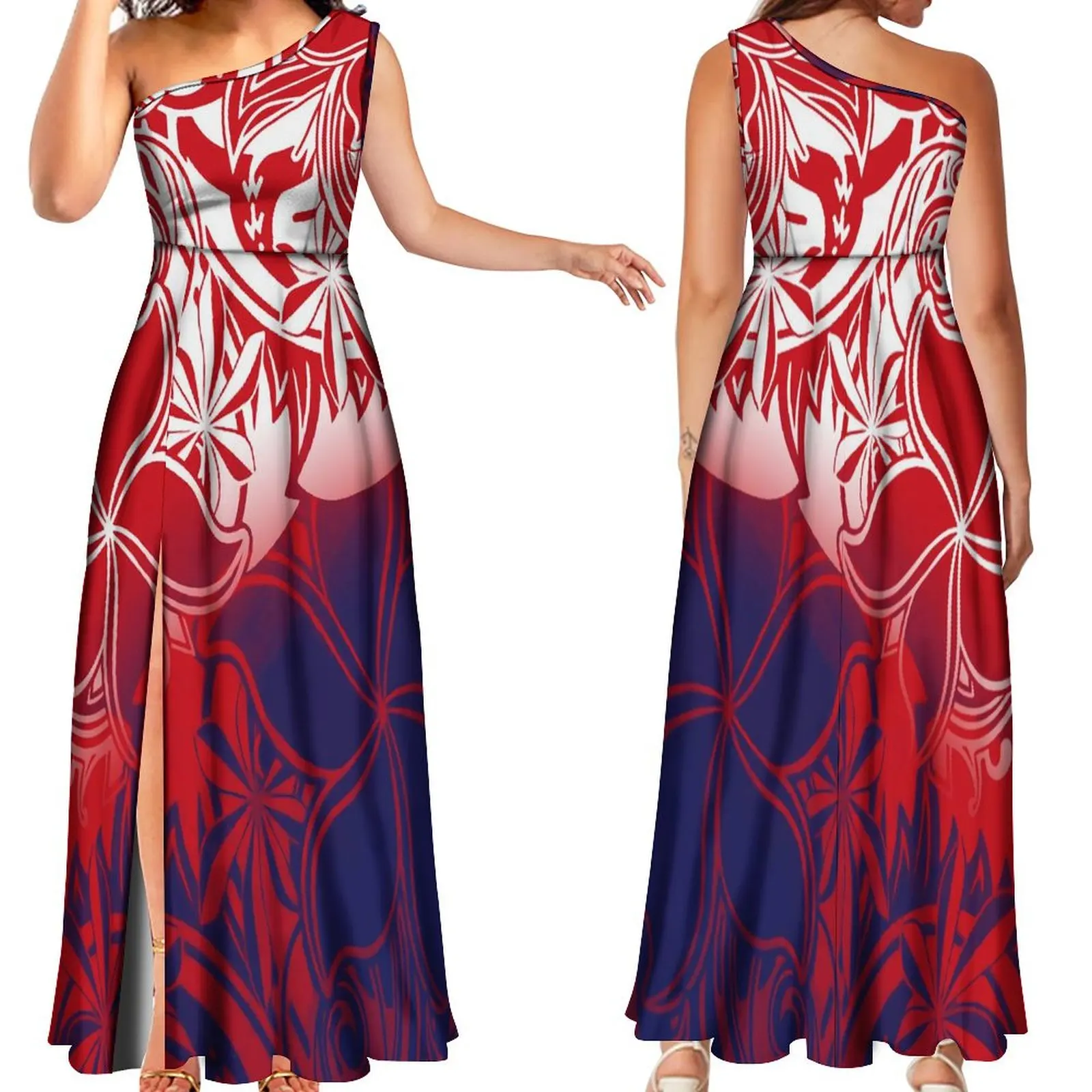 Женское платье макси с принтом Тихоокеанского островка элегантное большим