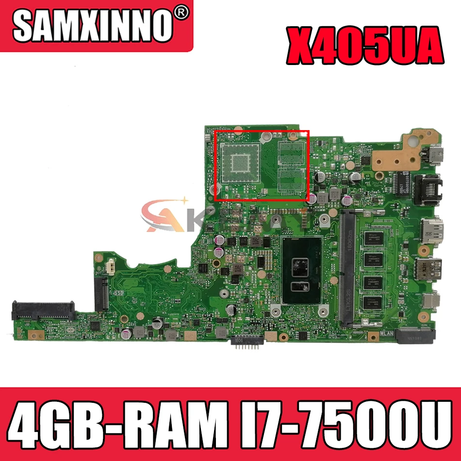 

Материнская плата Akemy X402UQ для ноутбука ASUS VivoBook 14 X405UA S4100U, оригинальная материнская плата 4 ГБ-Оперативная память стандарта GM