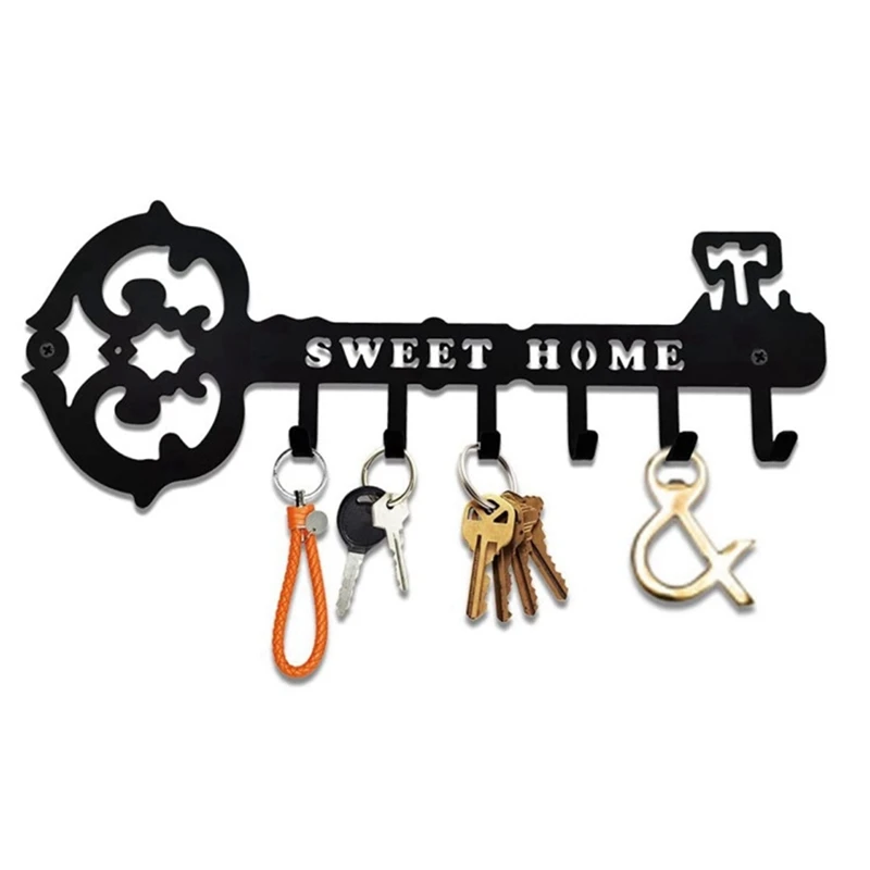 

Key Rack Holder,Wall Mounted Key Holder 6 Hooks Hanging Rack Cute Key Decorative With Screws Anchors For Coat Clothes