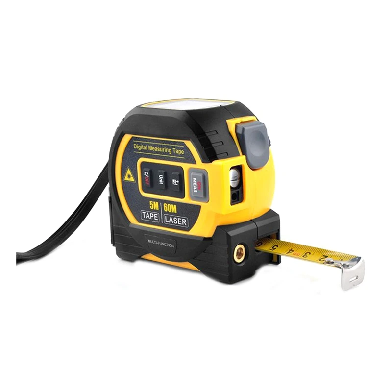 

1 PCS 3 In 1 Digital Tape Measure High Precision Laser Rangefinder Steel Tape Measure Yellow
