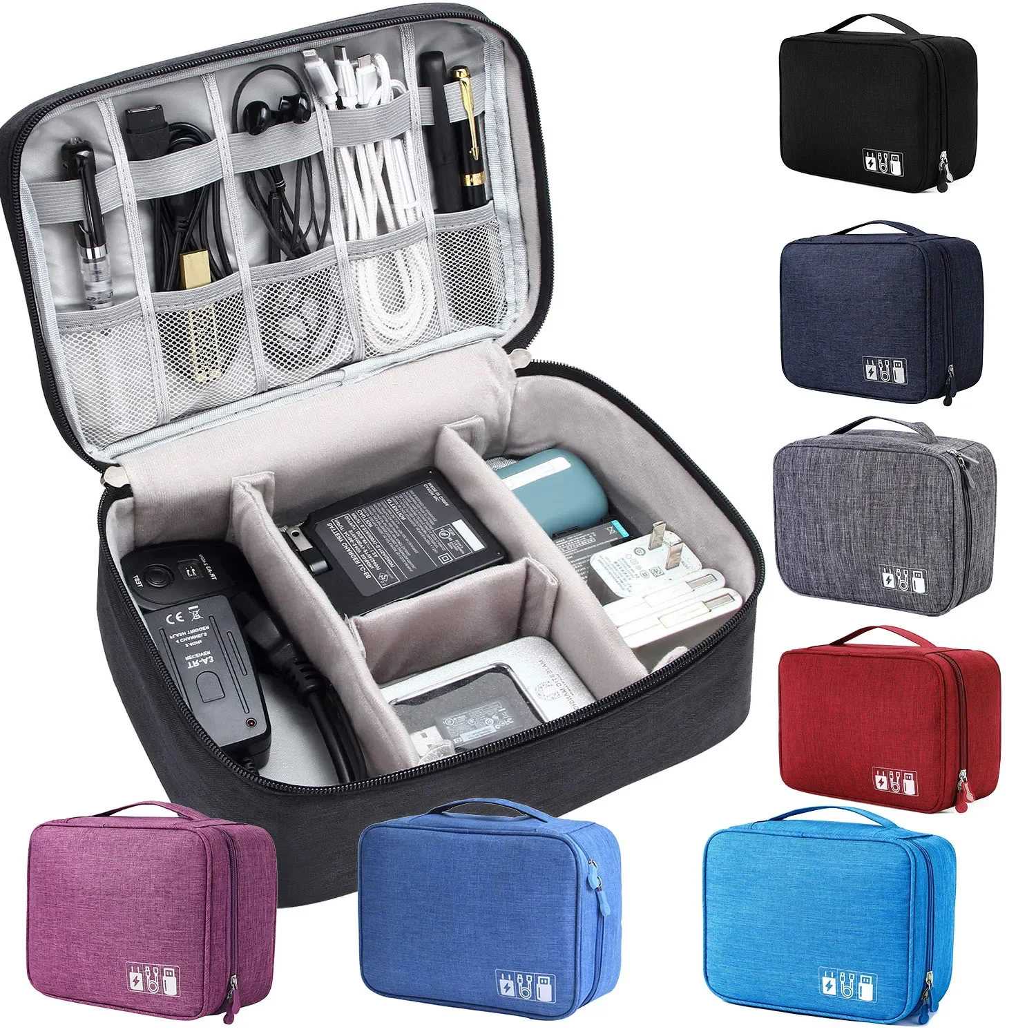 

NEW Electronic Accessories Case Bag Waterproof Organizer Power Bank Chargers Mouse USB Cable Earphones Out-Going Business Travel
