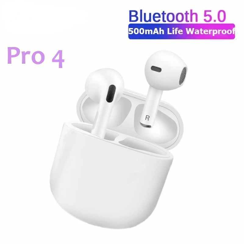 Беспроводные наушники Air Pro 4 TWS, Bluetooth 5,0, мини-наушники-вкладыши с зарядным чехлом, Спортивная гарнитура для режима «свободные руки» для смар...
