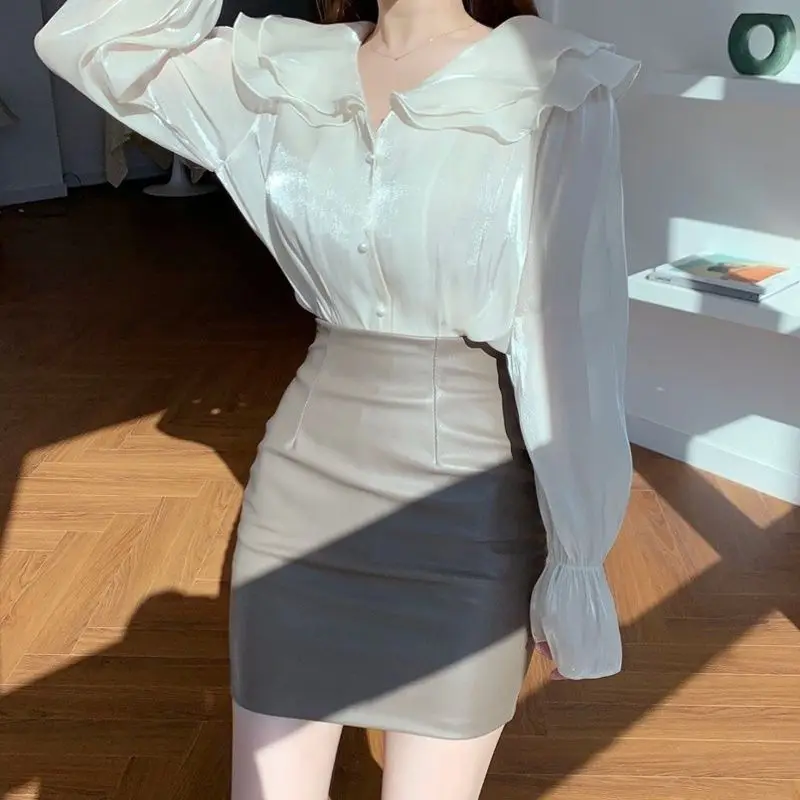 Brown Small Leather Skirt Women's High Waist Thin Skirt Autumn Winter 2022 New Tight-fitting Hip PU One-step Skirt Short Skirt