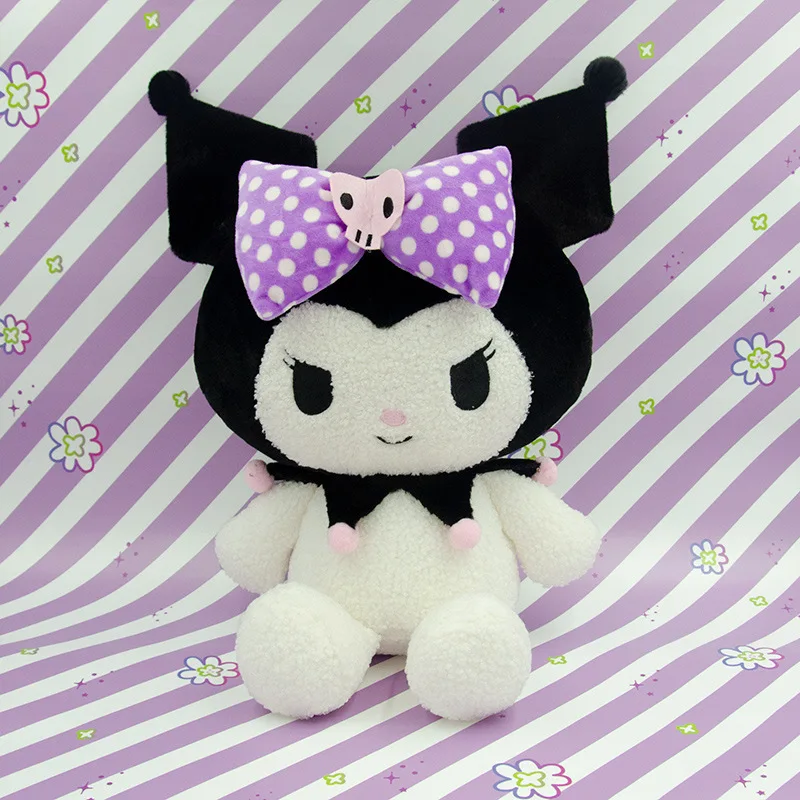 Подушка Kuromi Sanrio с милым бантом набивная плюшевая игрушка из ПП хлопка украшение