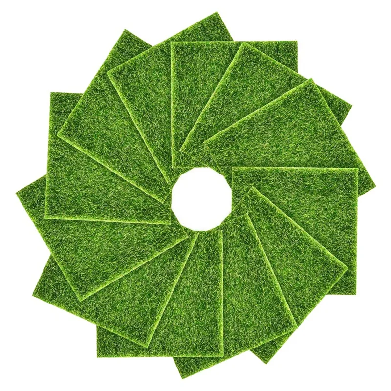 

10Pcs Artificial Garden Grass,Life-Like Fairy Artificial Grass Lawn 6X6in Miniature Ornament Garden Dollhouse DIY Grass
