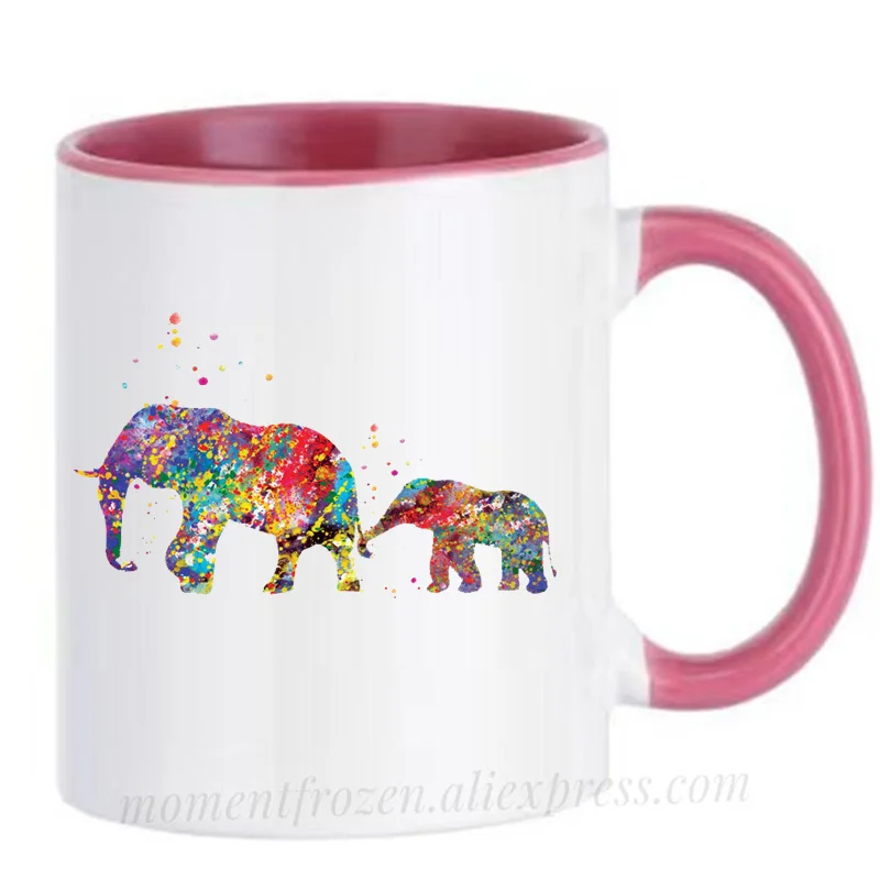 

Family Elephant Mugs Tea Milk Coffee Mugen Ceramic Travel Cups Drinkware Teaware Tableware Coffeeware Home Decal Friend Gifts