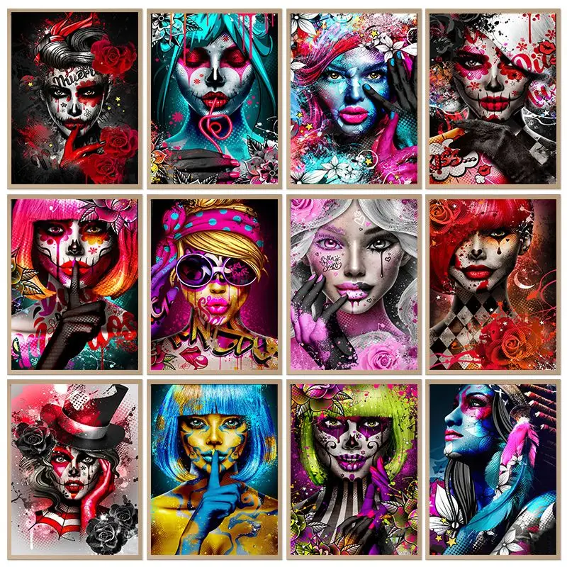 

CHENISTORY 40x50cm Painting By Number Terror Woman Drawing Canvas Acrylic Pictures By Number Figure Gift Home Decor