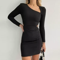 hollow out mini dress 2022 women sexy black full sleeve bodycon dress autumn winter y2k elegant christmas party dress outfits