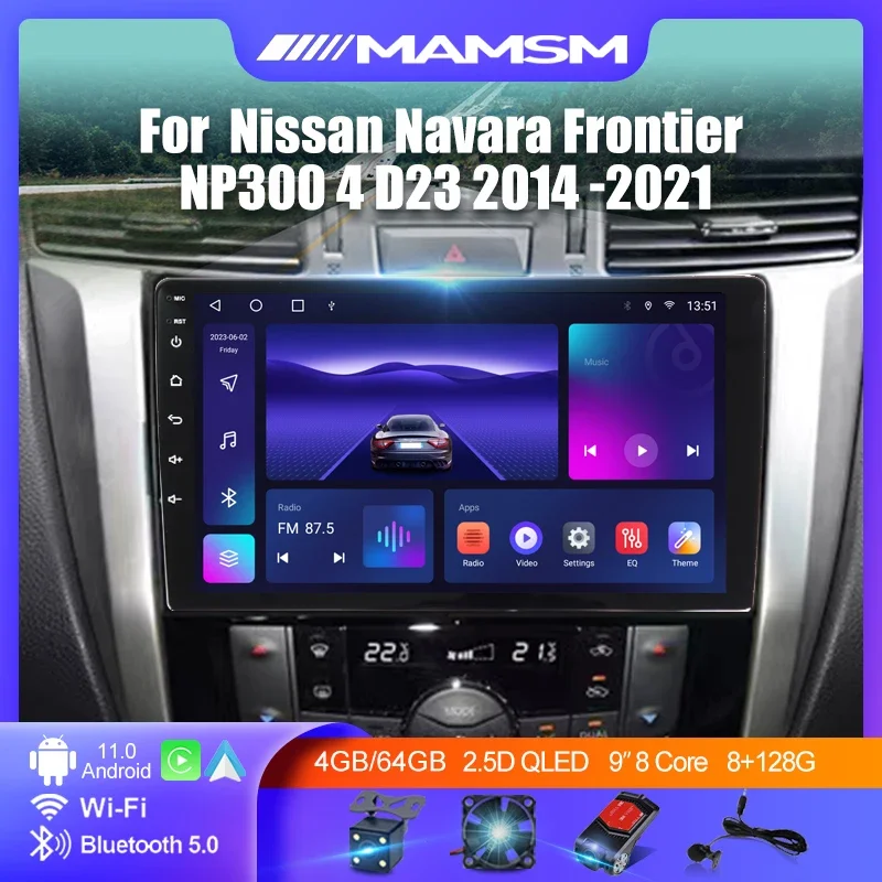 Автомагнитола 2DIN для Nissan Navara Frontier NP300 4 D23 2014-2021 Android 12 Carplay