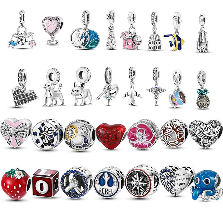 

100% 925 Sterling Silver Charm Beads for Original Pandora Bracelets Women's Birthday Boutique Angel Mother Family Love Jewelry