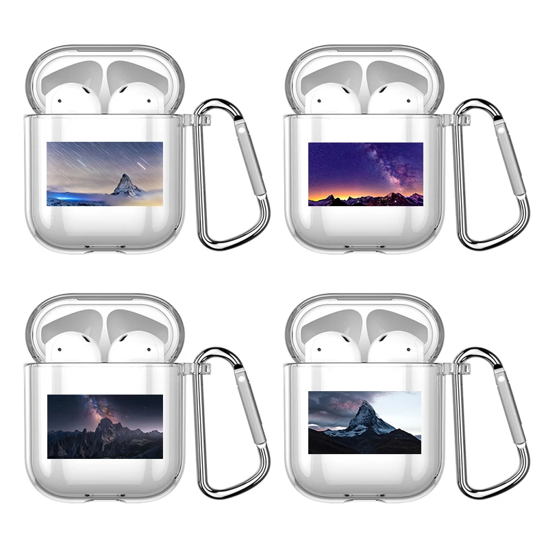 

Ретро Луна эстетика снег горные фотообои для Apple Airpods 1 или 2 ударопрочный чехол для AirPods 3 Pro Pro2 прозрачные наушники