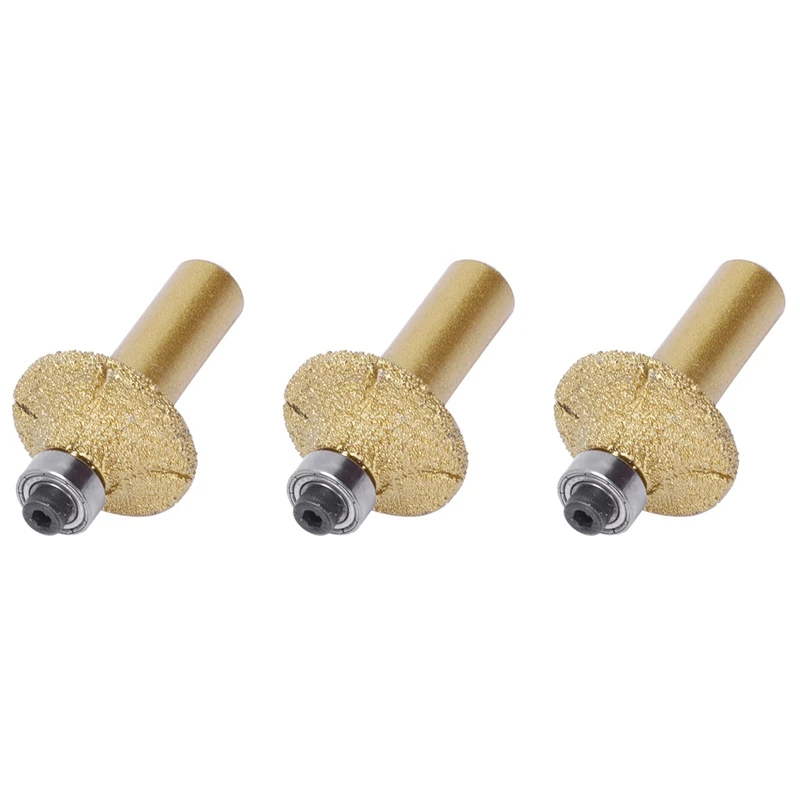 

3X Marble 31Mm Dia Bullnose Diamond Profile Wheel Router Bit Gold Tone
