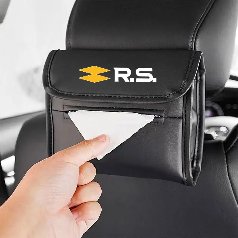 

Car Leather Tissue Bag Car Backseat Tissue Case Storage For Renault RS Clio Scenic Logan Megane Koleos Sandero Safrane Vel Satis