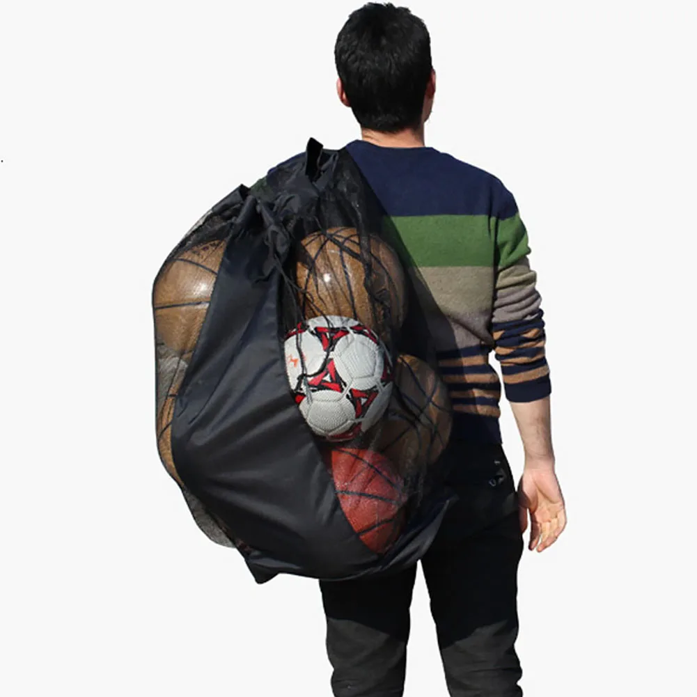 

Football Carrying Net Storage Bag Waterproof Volleyball Sack Mesh Drawstring Outdoor Soccer Basketball Extra Large Ball Sports