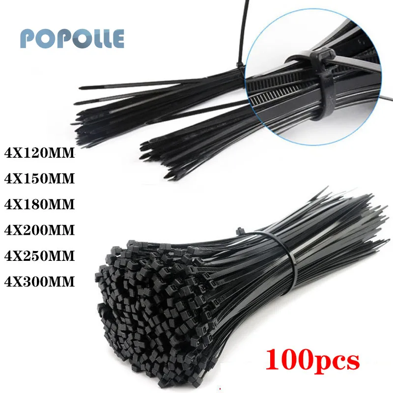 

100 Pcs Nylon Self Locking Plastic Ties 4x120-4x300 MRO and Industry Supply Fasteners and Hardware Cable Retaining Rings