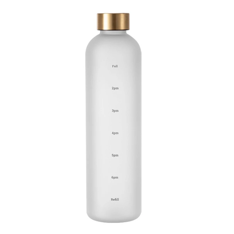 

Популярная бутылка для воды объемом 1 л с маркером времени, 32 унции, мотивирующая многоразовая Спортивная герметичная матовая пластиковая бутылка для фитнеса