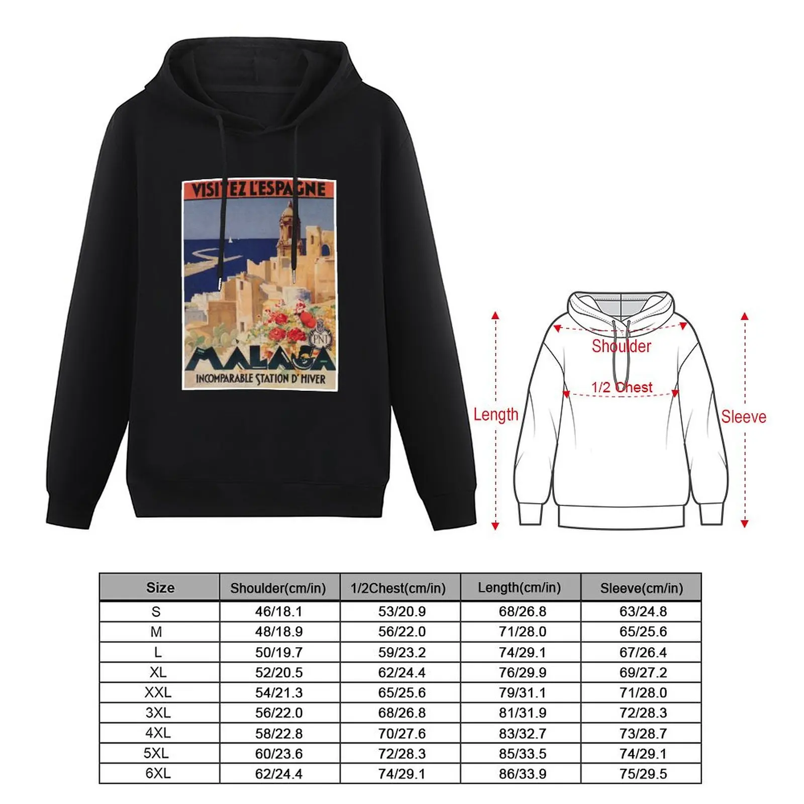 Малага Испания винтажный туристический плакат пуловер с капюшоном мужская