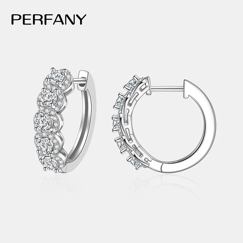 Фото PERFANY все серьги-кольца с муассанитом, женские серьги из 100% чистого серебра с лабораторным бриллиантом, элегантные высокие ювелирные изделия, подарок на вечеринку №4