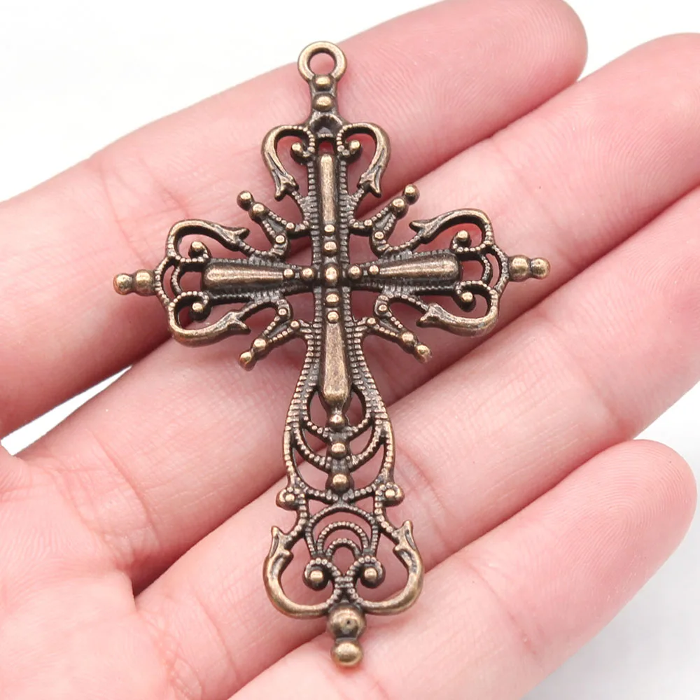 

2Pcs 64x43mm Antique Silver Color Vintage Large Cross Charms Pendant Jewelry Making DIY Jewelry Accessories for Jewelry