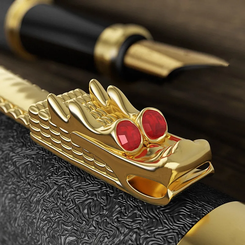 Luxury High Quality Frosted 5 Colour Golden Dragon Business Office Fountain Pen student School Stationery Supplies ink nibs |