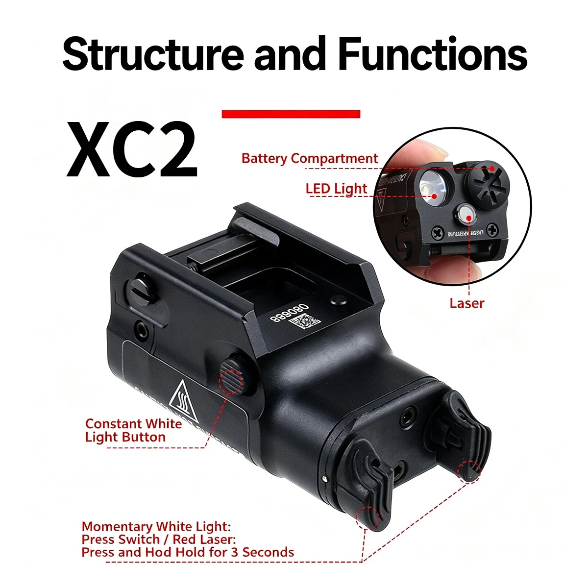 Фото Surefire XC1 XC2 X300 X300U, тактический светодиодный фонарь, металлический мини-фонарь для G17 G18 G19, подходит для 20-мм планки, постоянное/мгновенное включение.