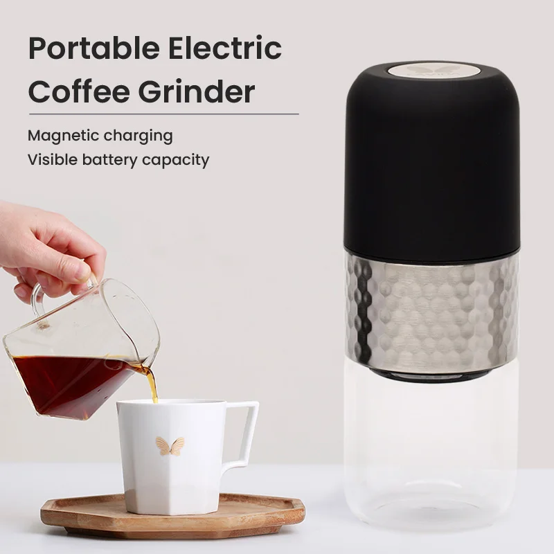 Portable Wireless Coffee Grinder Mini Automatic Coffee Maker Machine Beans Grinding Brewing Device for Home Office Travel 300ML