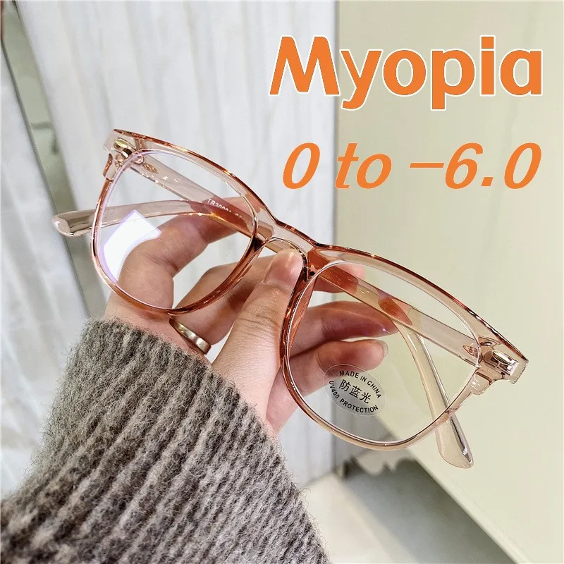 

Classic Women's Anti-blue Ray Finished Myopia Glasses Unisex Vintage Retro Clear Lens Eyeglasses Prescription Eyewear 0 To -6.0