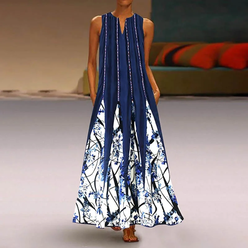 

2023 Floral Print Boho Casual Long Dress Summer Clothes For Women V-neck Sexy Off Shoulder Ladies Dresses large Size Maxi Dress