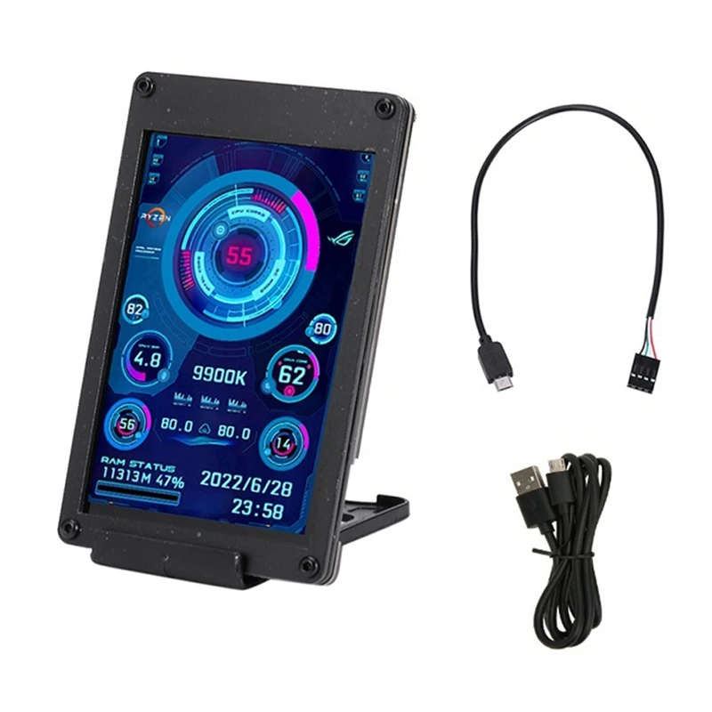

3.5 Inch Computer Monitor Black For Mini ITX Case IPS Secondary Screen CPU GPU RAM HDD Monitoring USB Display Freely AIDA64