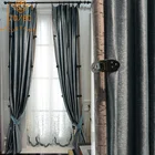 Высококачественные бархатные жаккардовые затемняющие занавески в европейском стиле с бронзовой строчкой для гостиной спальни виллы на заказ