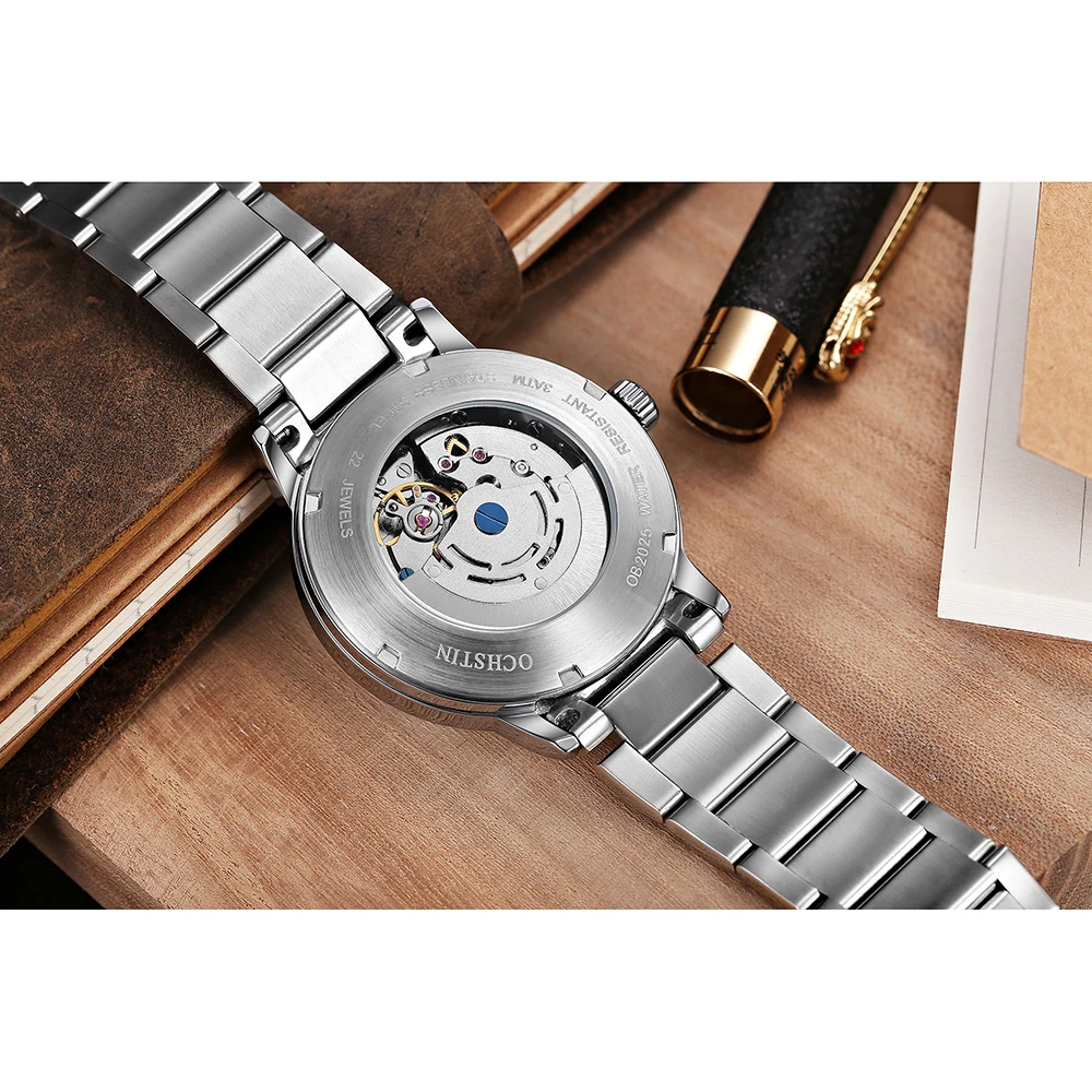 Дешево Часы мужские механические из нержавеющей стали, с автоподзаводом, 2022