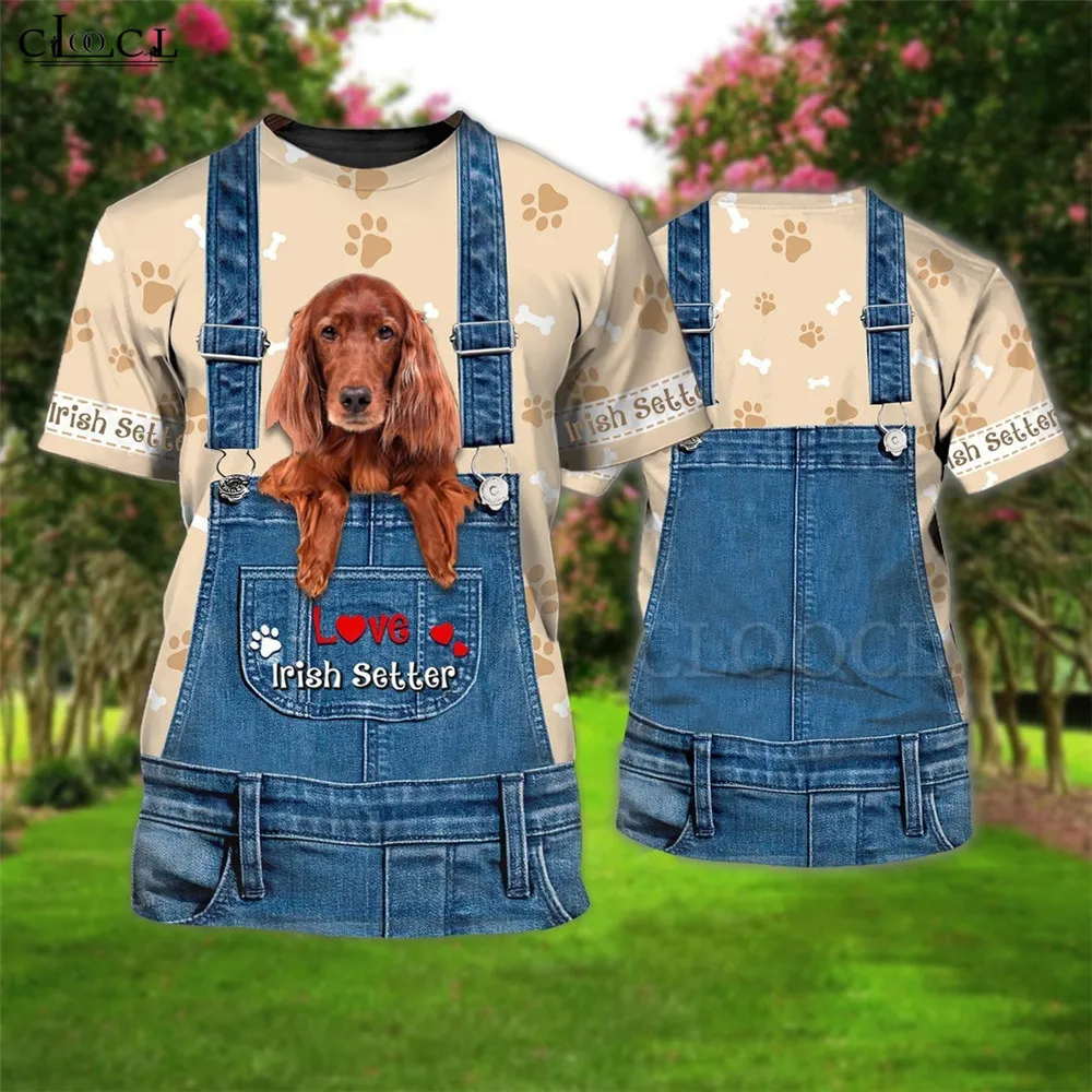 

CLOOCL Irish Setter Men's T-Shirts Love Animals 3D Graphic Spaniel Overalls Tops Fashion Casual Tees Men Clothing Dropshipping
