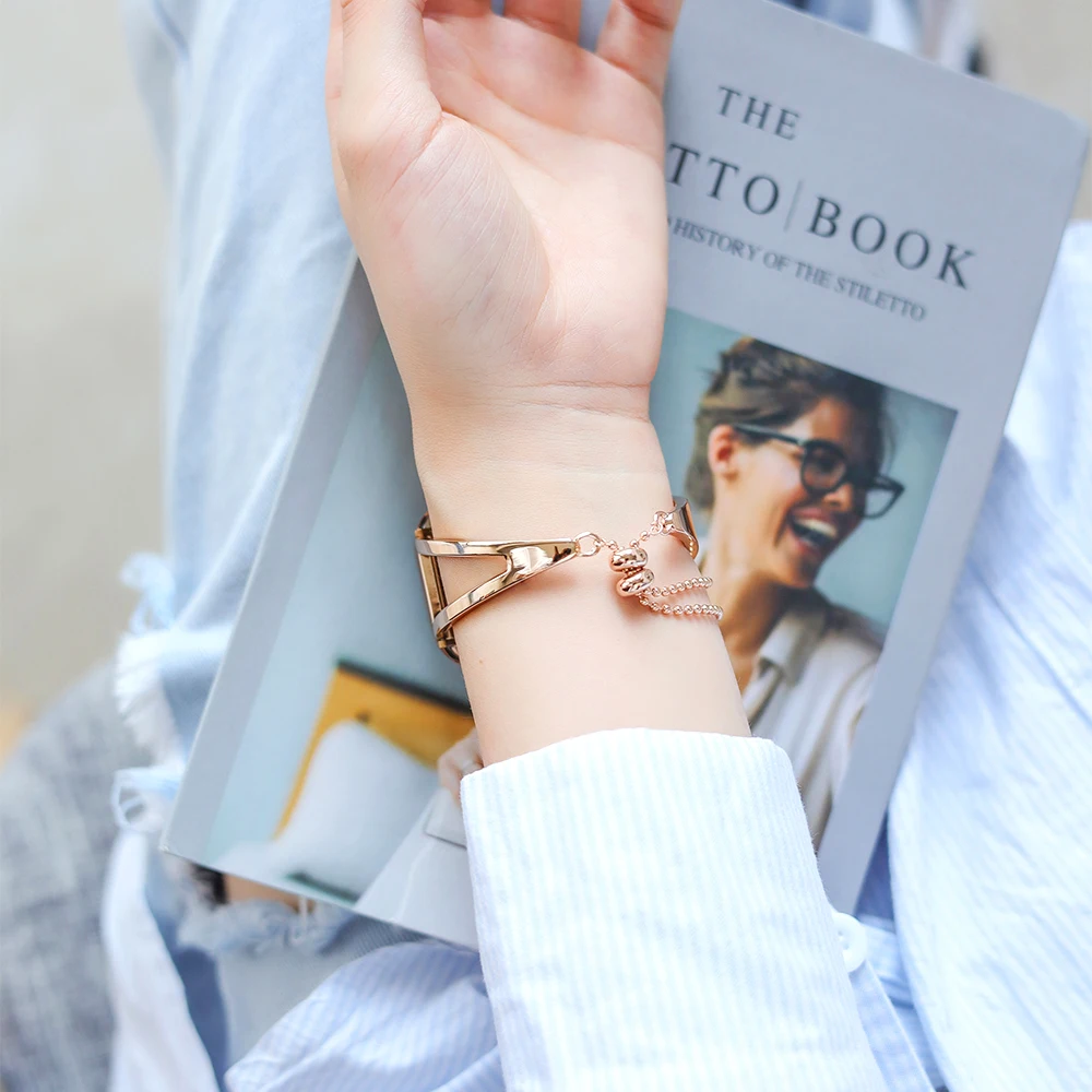 Women Band for Apple Watch 38mm 42mm 40mm 44mm Stainless Steel Strap Fashion Metal Bracelet correa iWatch Series 8 7 SE 6 5 4 3