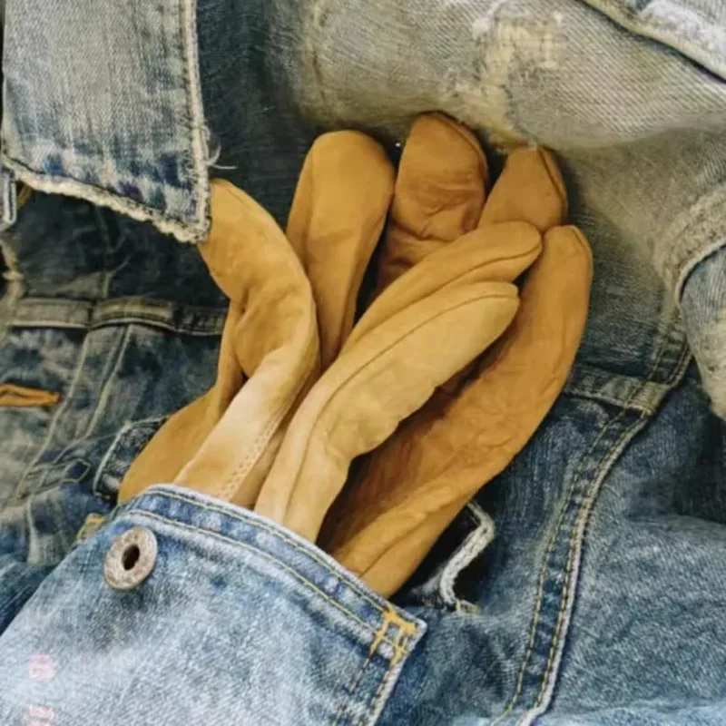 Замшевые перчатки VISVIM WMV 23AW (FR VEG.LB) из овчины