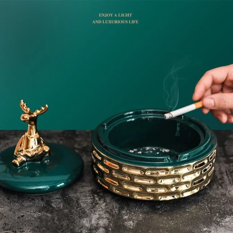 

ceramic ashtray with cover light luxury home creative personality trend office decoration ashtray large windproof
