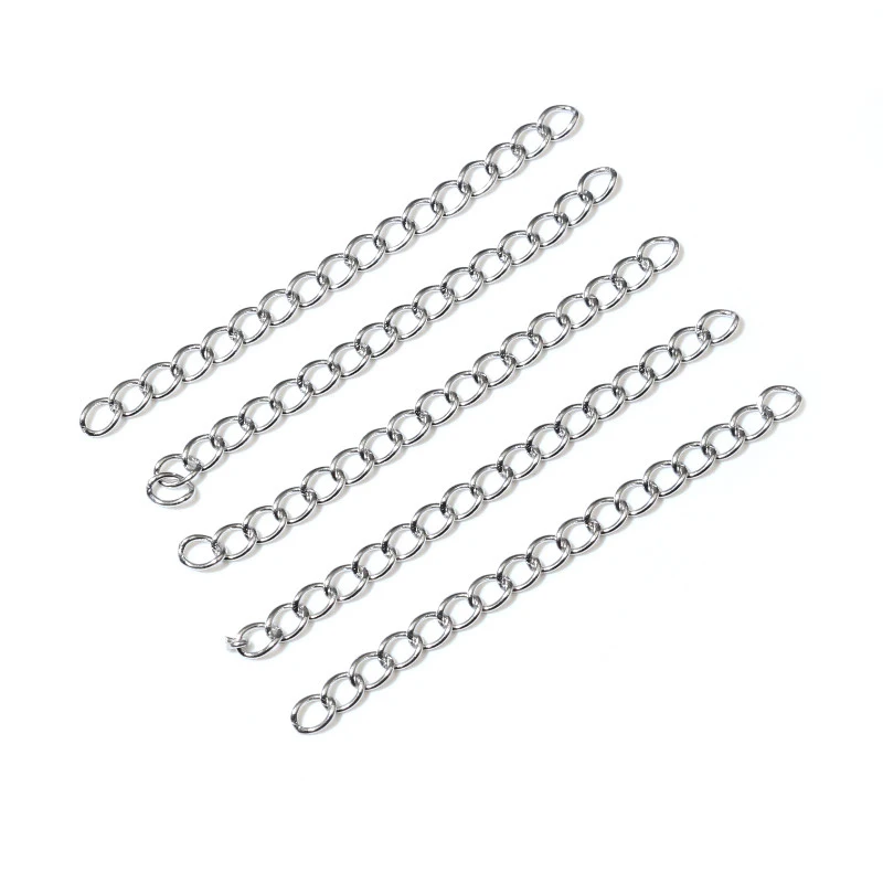 4x3mm 50pcs/Lot 5 7cm Stainless steel Bulk Necklace Extensio