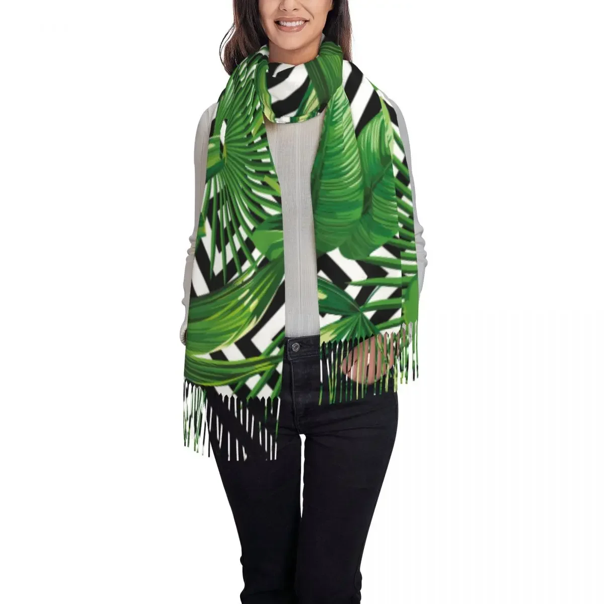 Теплый мягкий шарф зимний женский Повседневный Шарф с черно-белым