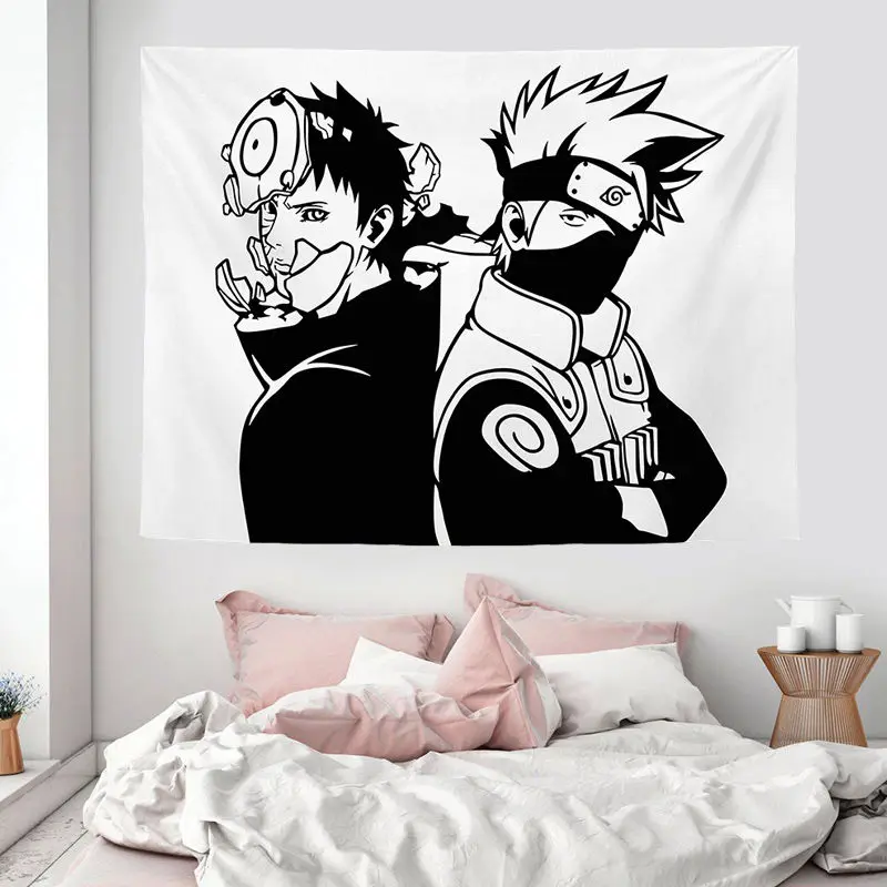 Anime Naruto Hanging Cloth Background Fabric Black and White Personalized Room Dormitory Wall Decoration Layout Peripheral images - 6