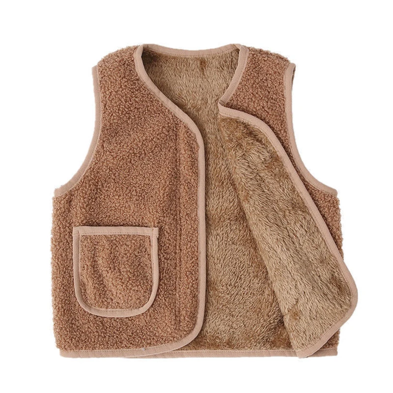 

Осень 2022, новинка, Детский плюшевый жилет для мальчиков и девочек, повседневный теплый детский жилет из овечьей шерсти, плюшевая куртка для ...