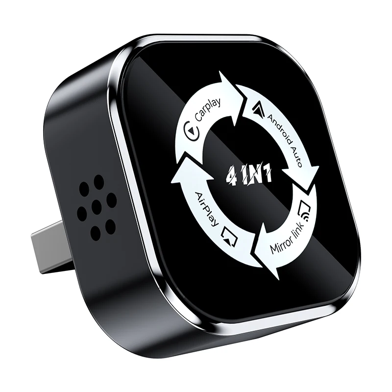 

Многофункциональный беспроводной адаптер 4-в-1 (2026) для Apple CarPlay и Android Auto: подключение, дублирование экрана, проекция AirPlay, мини-адаптер
