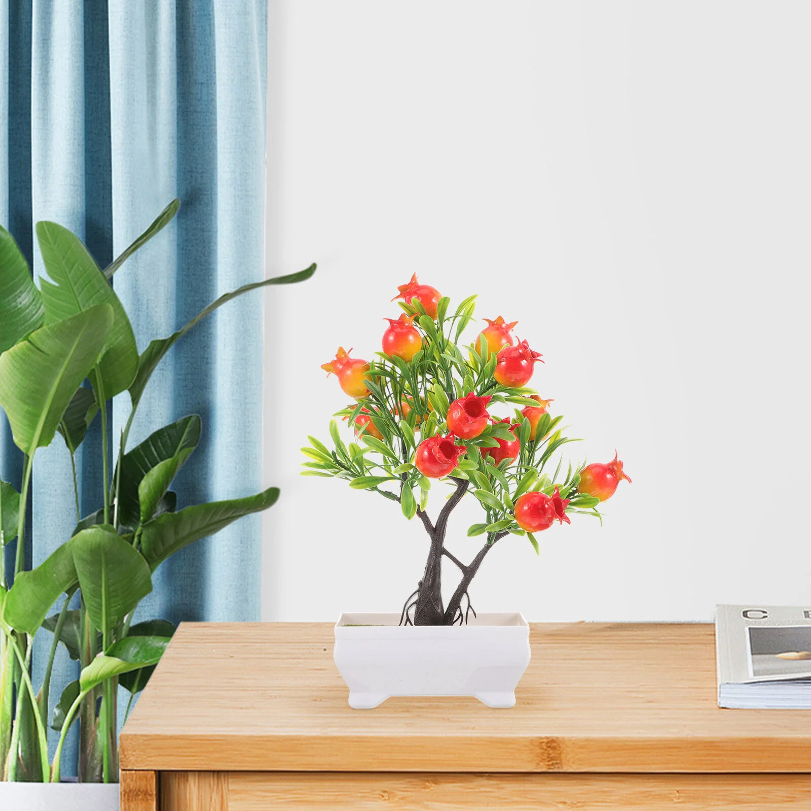 

Fake Bonsai Desktop Adornment Fruit Tree Light House Decorations Home Artificial Pot Green Realistic