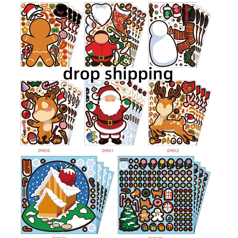 

Christmas DIY stickers, Santa snowman cute stickers, children's cartoon puzzle stickers, water cup stickers, Christmas decoratio